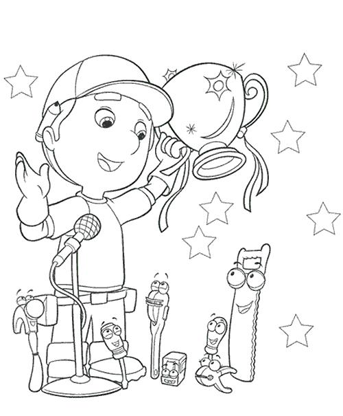 coloriage manny  et ses outils remportent la coupe